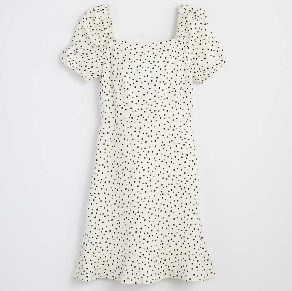 Loft Dotted Tie Back Flare Dress